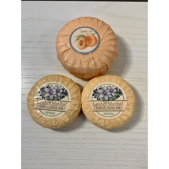 3X VTG Lord & Mayfair Soap Facial Bars Almond Peach French Milled 1987 Marietta - Picture 3 of 6